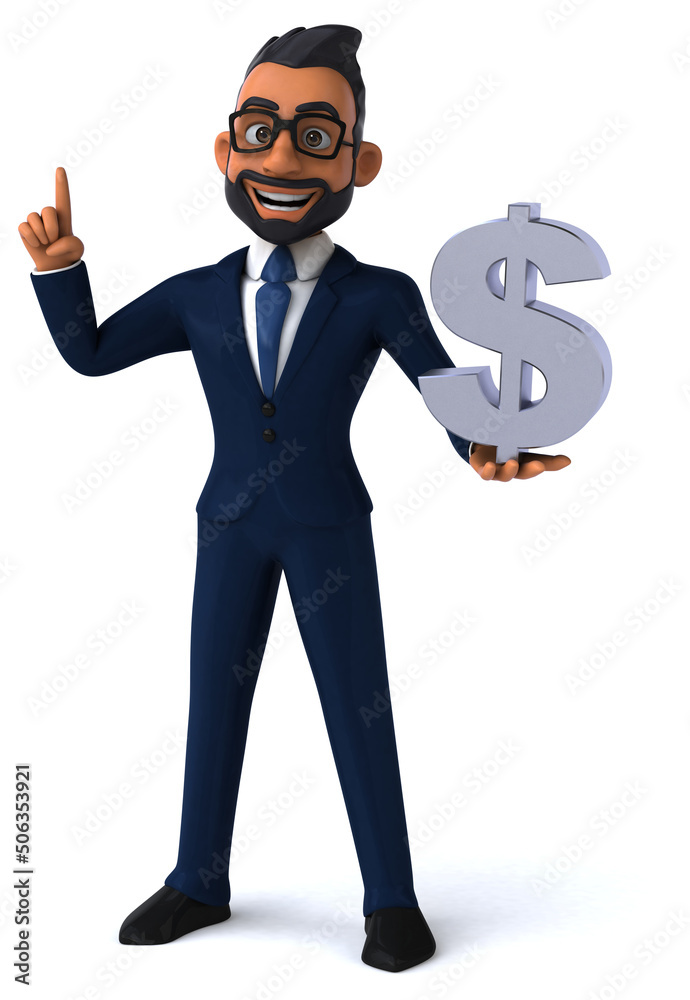 Fun 3D cartoon illustration of an indian businessman Fun 3D cartoon illustration of an indian businessman
