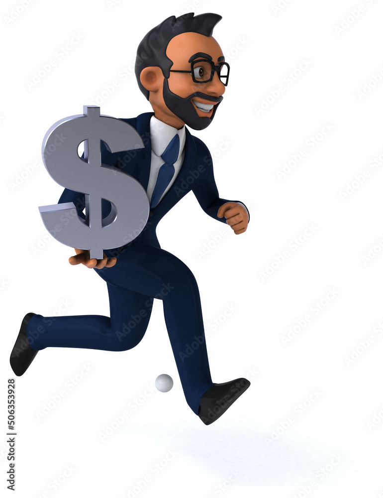 Fun 3D cartoon illustration of an indian businessman Fun 3D cartoon illustration of an indian businessman