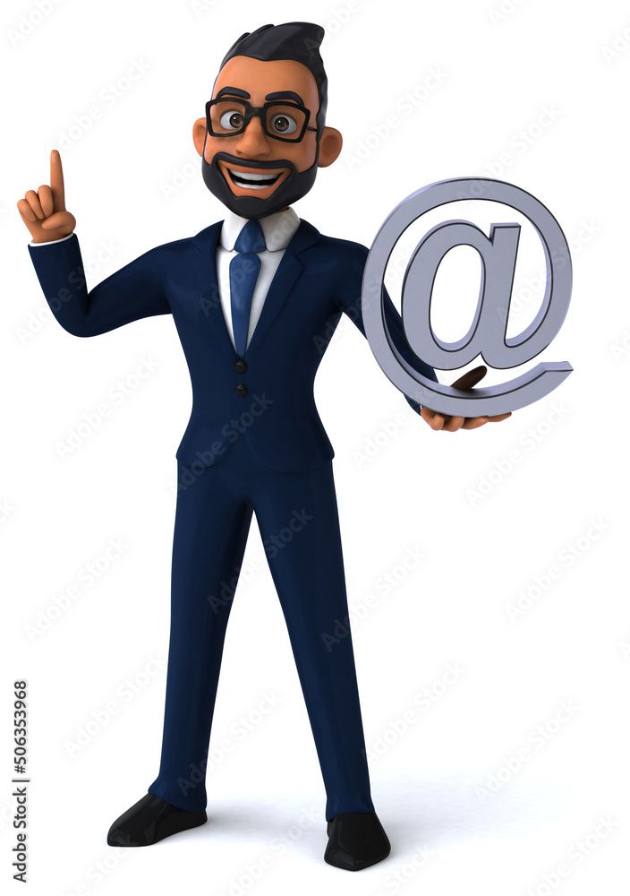 Fun 3D cartoon illustration of an indian businessman Fun 3D cartoon illustration of an indian businessman