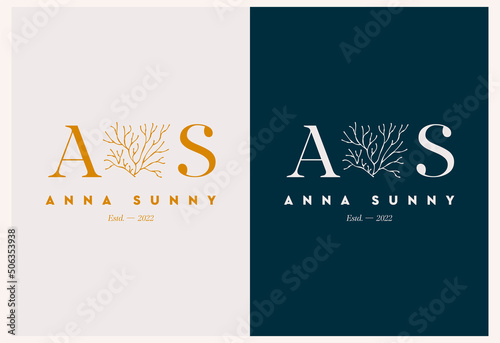 Vector abstract modern set logo design templates in trendy linear style in golden colors - luxury and jewelry concepts for exclusive services and products, beauty and spa industry