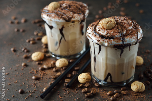 Iced coffee mocha with whipped cream