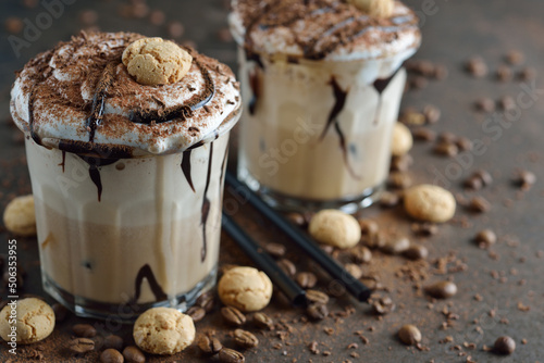 Iced coffee mocha with whipped cream