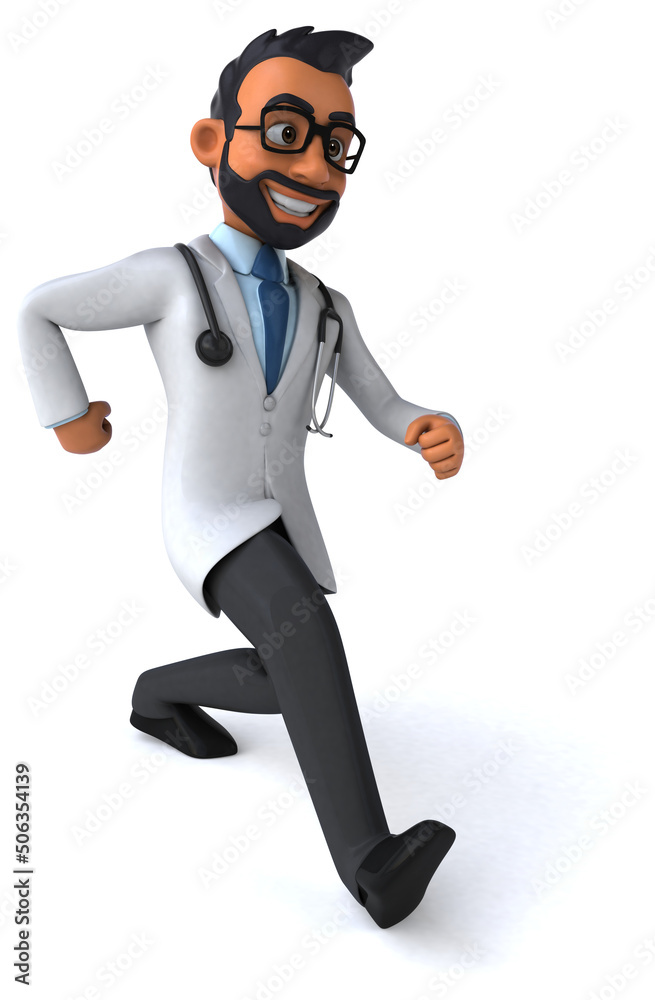 Fun 3D cartoon illustration of an indian doctor Fun 3D cartoon illustration of an indian doctor