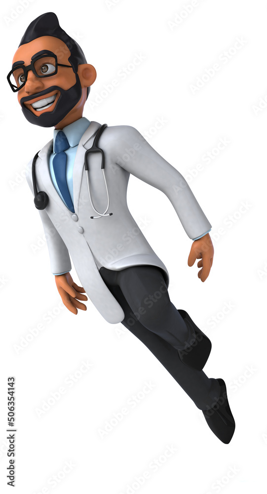 Fun 3D cartoon illustration of an indian doctor Fun 3D cartoon illustration of an indian doctor