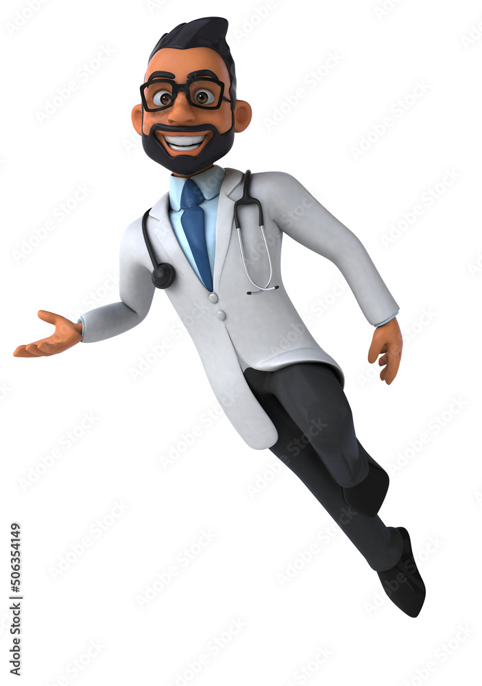 Fun 3D cartoon illustration of an indian doctor Fun 3D cartoon illustration of an indian doctor