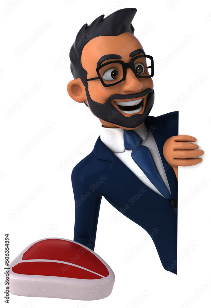 Fun 3D cartoon illustration of an indian businessman Fun 3D cartoon illustration of an indian businessman