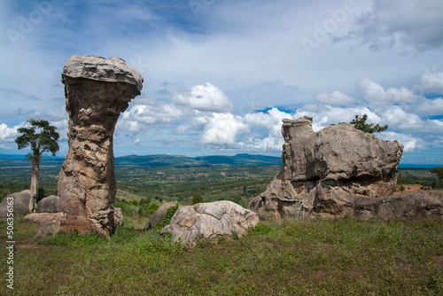 Mo Hin Khao known as “The Stonehenge in Thailand”, is a white hill located in a broad field. Its geological features and surroundings are made of sedimentary rocks in Jurassic