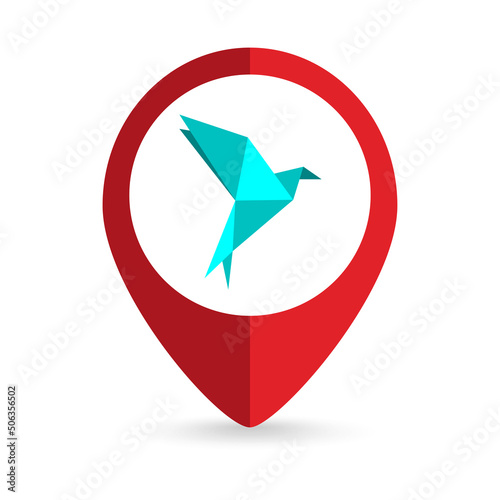 Map pointer with Blue Origami bird. Vector illustration. Free Download Map pointer with Blue Origami bird. Vector illustration. - GFXLoad