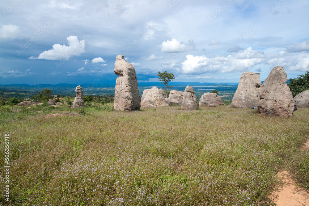 Mo Hin Khao known as “The Stonehenge in Thailand”, is a white hill located in a broad field. Its geological features and surroundings are made of sedimentary rocks in Jurassic