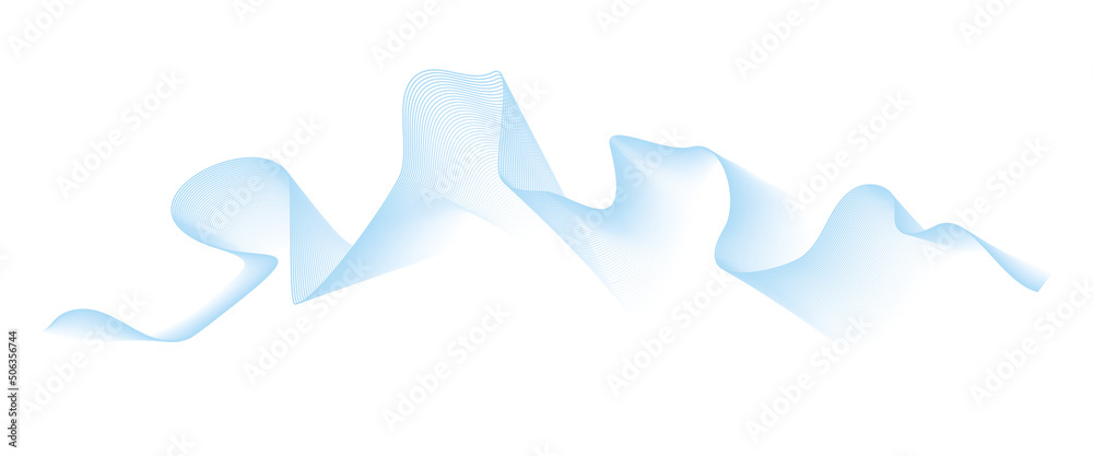 abstract vector blue wave melody lines on white background