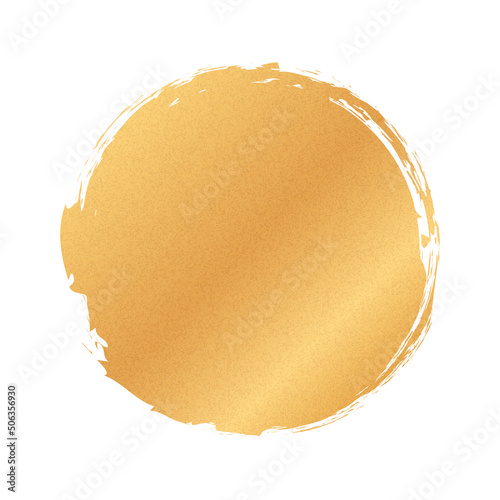 gold colored vector round brush painted banner frame on white background