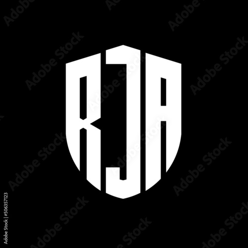 RJA letter logo design. RJA modern letter logo with black background. RJA creative  letter logo. simple and modern letter logo. vector logo modern alphabet font overlap style. Initial letters RJA  photo