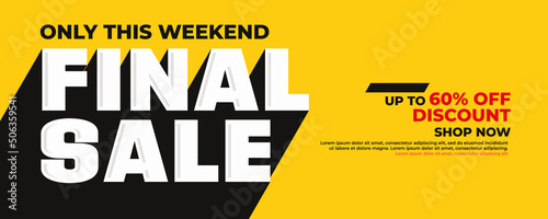 Final sale banner with 60 percent off discount on weekend