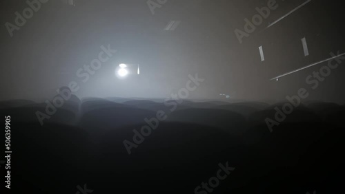 Light in the fog in cinema hall 