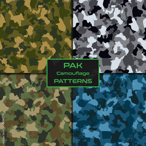Pack Seamless vector pattern camouflage disguise military and hunting