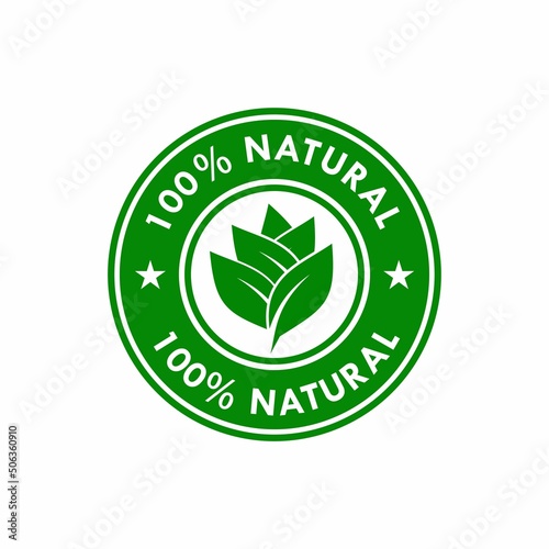 100% natural logo template illustration