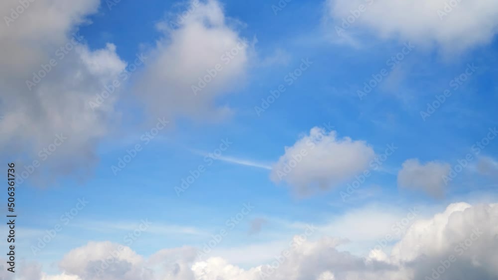 White cumulus clouds in the blue sky, timelapse. Bright beautiful sky, copy space background White cumulus clouds in the blue sky, timelapse. Bright beautiful sky, copy space background