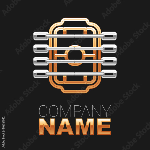 Line Table football game hobby or leisure icon isolated on black background. Sport team football players. Colorful outline concept. Vector