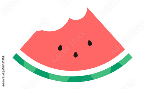 食べかけの齧られたスイカのイラスト