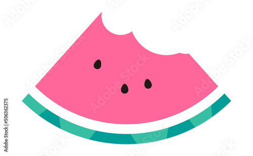 食べかけの齧られたピンクのスイカのイラスト