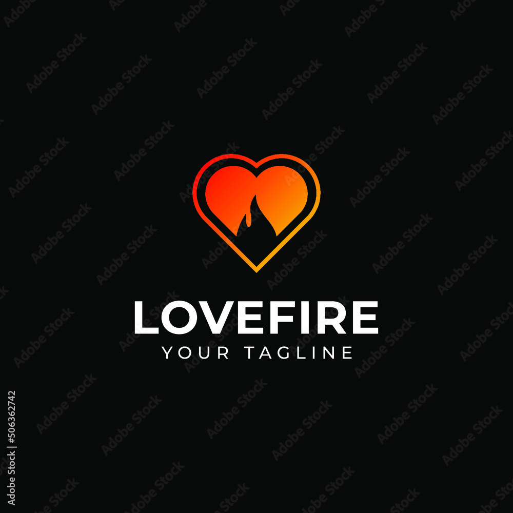 Love fire, valentine, wedding, tatoo logo template Premium Vector