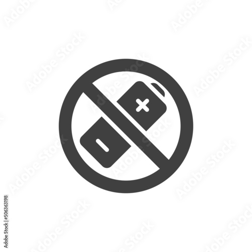 um Batteries Forbidden vector icon