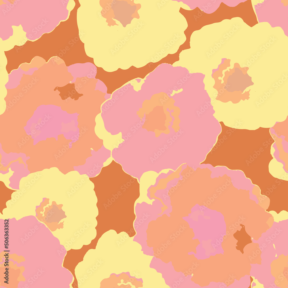 seamless mixed cute abstract flowers pattern  background , greeting card or fabric