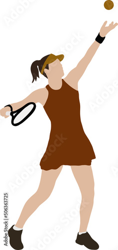 Tennis player in a red dress swings a racket