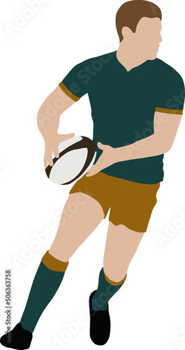Guy rugby player runs with the ball in his hands