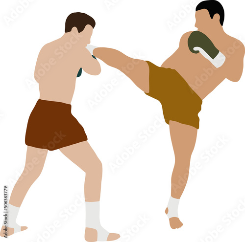 Two mma wrestlers exchanging blows in the handstand