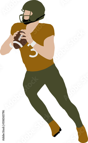 American football player in uniform running with ball