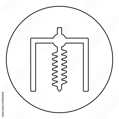 Installation for drilling rig symbol mining bore hole digger earth auger geodetic work icon in circle round black color vector illustration image outline contour line thin style