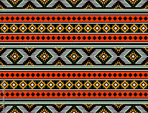 Geometric ethnic oriental seamless pattern traditional Design for background,carpet,wallpaper.clothing,wrapping,Batik fabric,Vector illustration.embroidery style - Sadu, sadou, sadow or sado