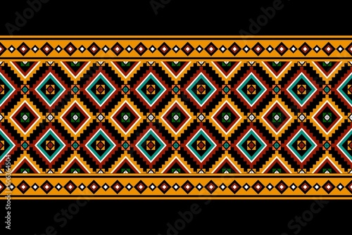 Geometric ethnic oriental seamless pattern traditional Design for background,carpet,wallpaper.clothing,wrapping,Batik fabric,Vector illustration.embroidery style - Sadu, sadou, sadow or sado