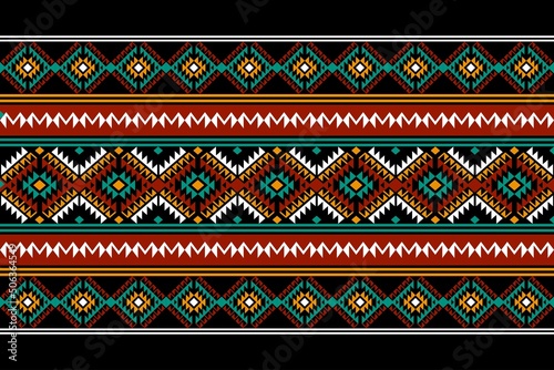 Geometric ethnic oriental seamless pattern traditional Design for background,carpet,wallpaper.clothing,wrapping,Batik fabric,Vector illustration.embroidery style - Sadu, sadou, sadow or sado