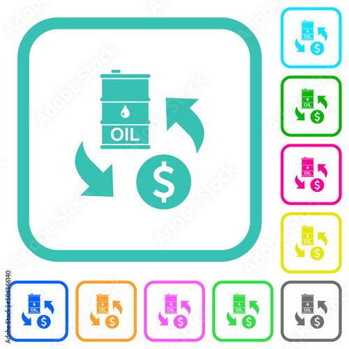 Oil Dollar exchange vivid colored flat icons