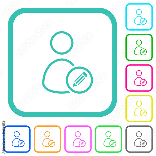 Edit user account outline vivid colored flat icons
