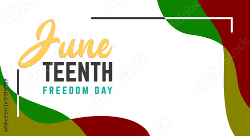 Juneteenth Freedom Day Abstract Vector Illustration. Simple background wave, Vector banner for ads, social media, card, poster. Illustration with text, ornament. Black background