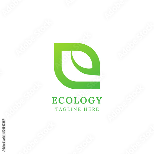 Letter e leaf for ecology logo design template inspiration