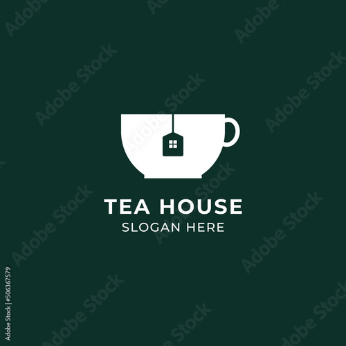 cup and house for tea or coffee logo concept