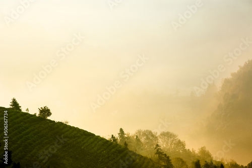 Natural scenery and sunrise in the mountainous area of Huangshan City, Anhui Province, China