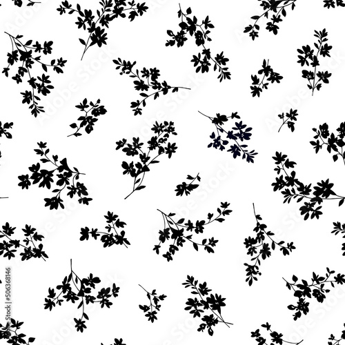 Seamless and beautiful flower illustration pattern 