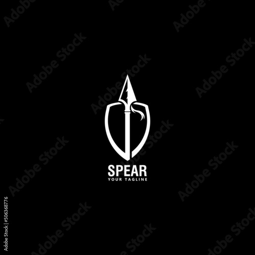 Canvas Print shield with spear logo vector icon illustration