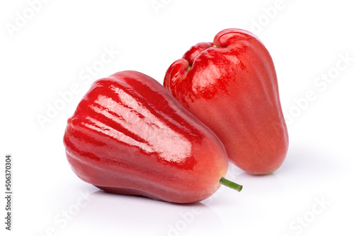 red rose apple isolated on white