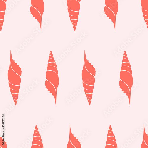 Vector pattern with red shells. Beautiful colors. idea for textiles, postcards and other products.