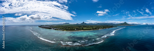 Scenic view of sea and Flic En Flac beach, Mauritius, Africa