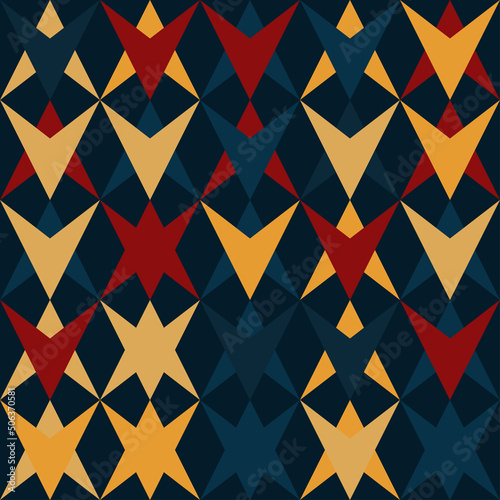 Abstract seamless geometric pattern of arrows and diagonals. Vector illustration