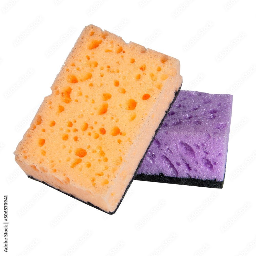 Multicolor dish cleaning wash sponge isolated on the white background