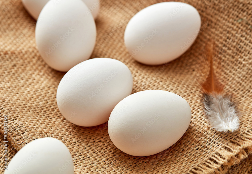 Farm eggs on burlap Farm eggs on burlap