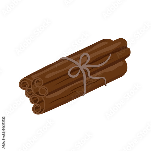 Bunch of cinnamon, flat style vector illustration isolated on white background